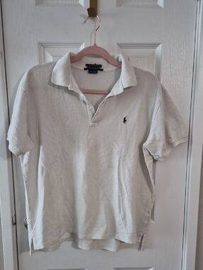 Polo by Ralph Lauren Men’s Off-White Polo Shirt with Navy Pony